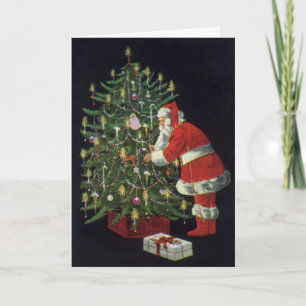 Oud Kerstmis, Kerstman met Cadeaus Feestdagen Kaart