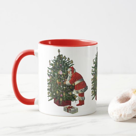 Oud Kerstmis, Kerstman met Cadeaus Mok (Met donut)