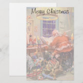 Oud Kerstmis, kerstman met elfen werkplaats Briefpapier (Voorkant / Achterkant)