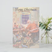 Oud Kerstmis, kerstman met elfen werkplaats Briefpapier (Staand voorkant)