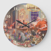 Oud Kerstmis, kerstman met elfen werkplaats Grote Klok (Voorkant)