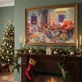 Oud Kerstmis, kerstman met elfen werkplaats Poster