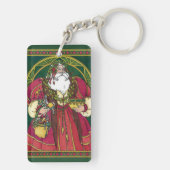 Oud Kerstmis, Kerstman met Hulstblaadjes Sleutelhanger (achterkant)
