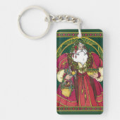 Oud Kerstmis, Kerstman met Hulstblaadjes Sleutelhanger (Voorkant)