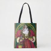 Oud Kerstmis, Kerstman met Hulstblaadjes Tote Bag (Voorkant)