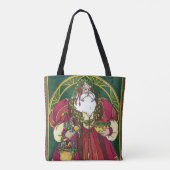 Oud Kerstmis, Kerstman met Hulstblaadjes Tote Bag (Achterkant)