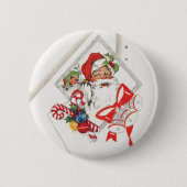Oud Kerstmis, Kerstman met Kerststokken Ronde Button 5,7 Cm (Voorkant)