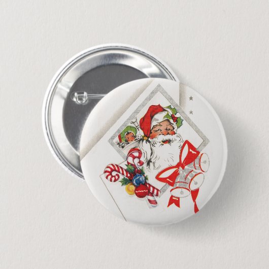 Oud Kerstmis, Kerstman met Kerststokken Ronde Button 5,7 Cm (Voorkant /achterkant)