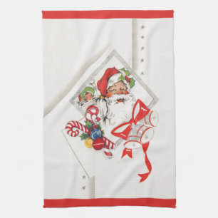 Oud Kerstmis, Kerstman met Kerststokken Theedoek