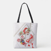 Oud Kerstmis, Kerstman met Kerststokken Tote Bag (Achterkant)