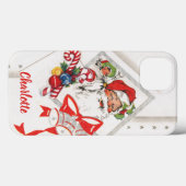 Oud Kerstmis, Kerstman met Rode en Witte Suikersto Case-Mate iPhone Case (Achterkant (horizontaal))
