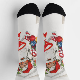 Oud Kerstmis, Kerstman met Rode en Witte Suikersto Sokken