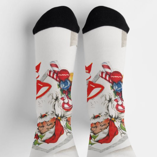Oud Kerstmis, Kerstman met Rode en Witte Suikersto Sokken (Top)