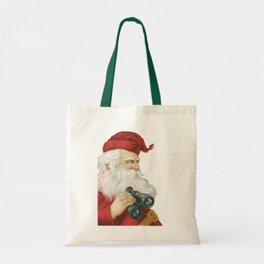 Oud Kerstmis, Kerstman met verrekijker Tote Bag (Voorkant)