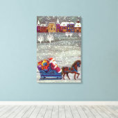 Oud Kerstmis, Kerstman Paard Openslee Canvas Afdruk (Insitu (Houten vloer))