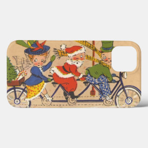 Oud Kerstmis, Kerstman rijdt op een fiets Case-Mate iPhone Case