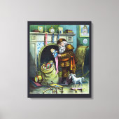 Oud Kerstmis, Kerstman Sokken met Speelgoed Canvas Afdruk (Voorkant)