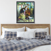 Oud Kerstmis, Kerstman Sokken met Speelgoed Canvas Afdruk (Insitu (Slaapkamer))