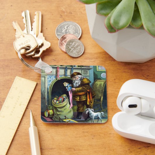 Oud Kerstmis, Kerstman Sokken met Speelgoed Sleutelhanger (Bureau)