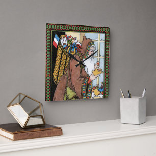 Oud Kerstmis, Kerstman Speelgoed Klompen Schoenen Vierkante Klok