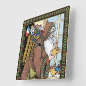 Oud Kerstmis, Kerstman Speelgoed Klompen Schoenen Vierkante Klok (Hoek)