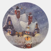 Oud Kerstmis, kerstman werkplaats Noordpool Ronde Sticker (Voorkant)