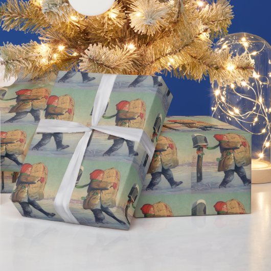 Oud Kerstmis, Kind met Groot Pakket Cadeaupapier (Feestdagen)