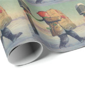 Oud Kerstmis, Kind met Groot Pakket Cadeaupapier (Rol Hoek)