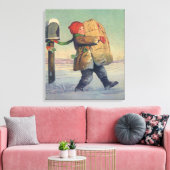 Oud Kerstmis, Kind met Groot Pakket Canvas Afdruk (Insitu (Woonkamer))