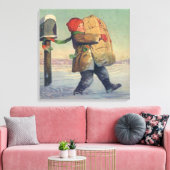 Oud Kerstmis, Kind met Groot Pakket Canvas Afdruk (Insitu (Woonkamer))