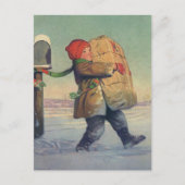Oud Kerstmis, Kind met Groot Pakket Feestdagenkaart (Voorkant)