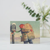Oud Kerstmis, Kind met Groot Pakket Feestdagenkaart (Staand voorkant)