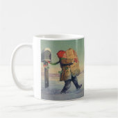 Oud Kerstmis, Kind met Groot Pakket Koffiemok (Links)