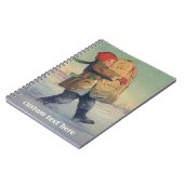 Oud Kerstmis, kind met groot pakket Notitieboek (Linkerzijde)