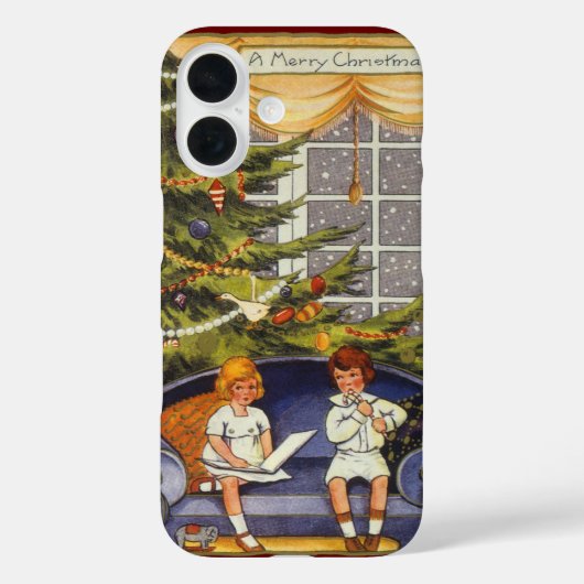 Oud Kerstmis, Kinderen die op een bank zitten Case-Mate iPhone Case (Achterkant)