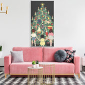 Oud Kerstmis Kinderen Rondom een Versierde Boom Canvas Afdruk (Insitu (Woonkamer))