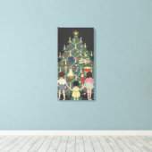 Oud Kerstmis Kinderen Rondom een Versierde Boom Canvas Afdruk (Insitu (Houten vloer))