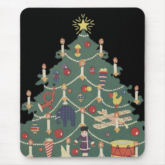 Oud Kerstmis Kinderen Rondom een Versierde Boom Muismat (Voorkant)