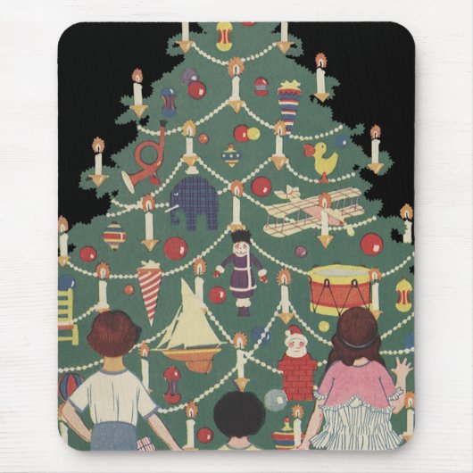 Oud Kerstmis Kinderen Rondom een Versierde Boom Muismat (Voorkant)