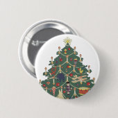 Oud Kerstmis Kinderen Rondom een Versierde Boom Ronde Button 5,7 Cm (Voorkant /achterkant)