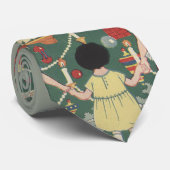 Oud Kerstmis Kinderen Rondom een Versierde Boom Stropdas (Opgerold)