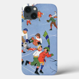 Oud Kerstmis, Kinderen schaatsen op een meer Case-Mate iPhone Case