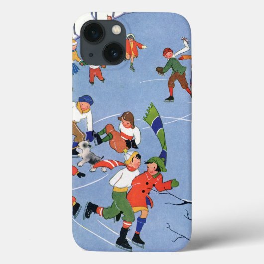 Oud Kerstmis, Kinderen schaatsen op een meer Case-Mate iPhone Case (Achterkant)