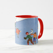 Oud Kerstmis, Kinderen schaatsen op een meer Mok (Voorkant rechts)