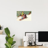 Oud Kerstmis, Kinderen Sleden in de Sneeuw Poster (Thuiskantoor)