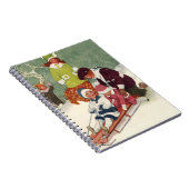 Oud Kerstmis, Kinderen sleeën in de Sneeuw Notitieboek (Rechterzijde)