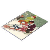 Oud Kerstmis, Kinderen sleeën in de Sneeuw Notitieboek (Linkerzijde)