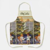 Oud Kerstmis, Kinderen zittend op een bank Schort (Voorkant)