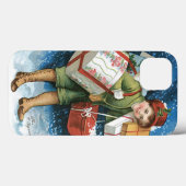 Oud Kerstmis, Meisje met Cadeaus in Winterse Sneeu Case-Mate iPhone Case (Achterkant (horizontaal))