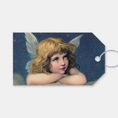 Oud Kerstmis, Mooie Engel met Gouden Sterren Cadeaulabel (Voorkant (Horizontaal))